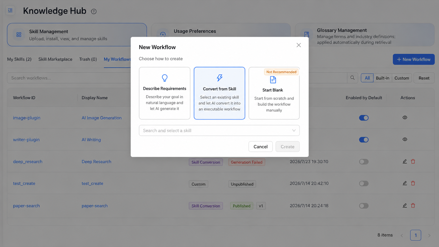 Create an executable workflow from an existing Skill