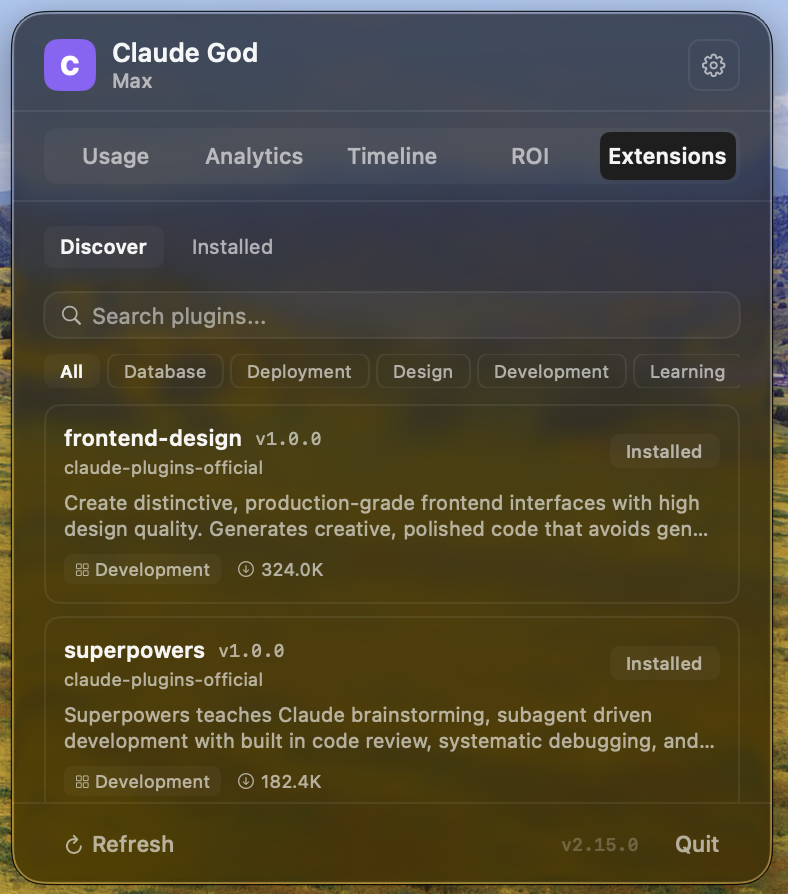 Extensions — discover and install plugins
