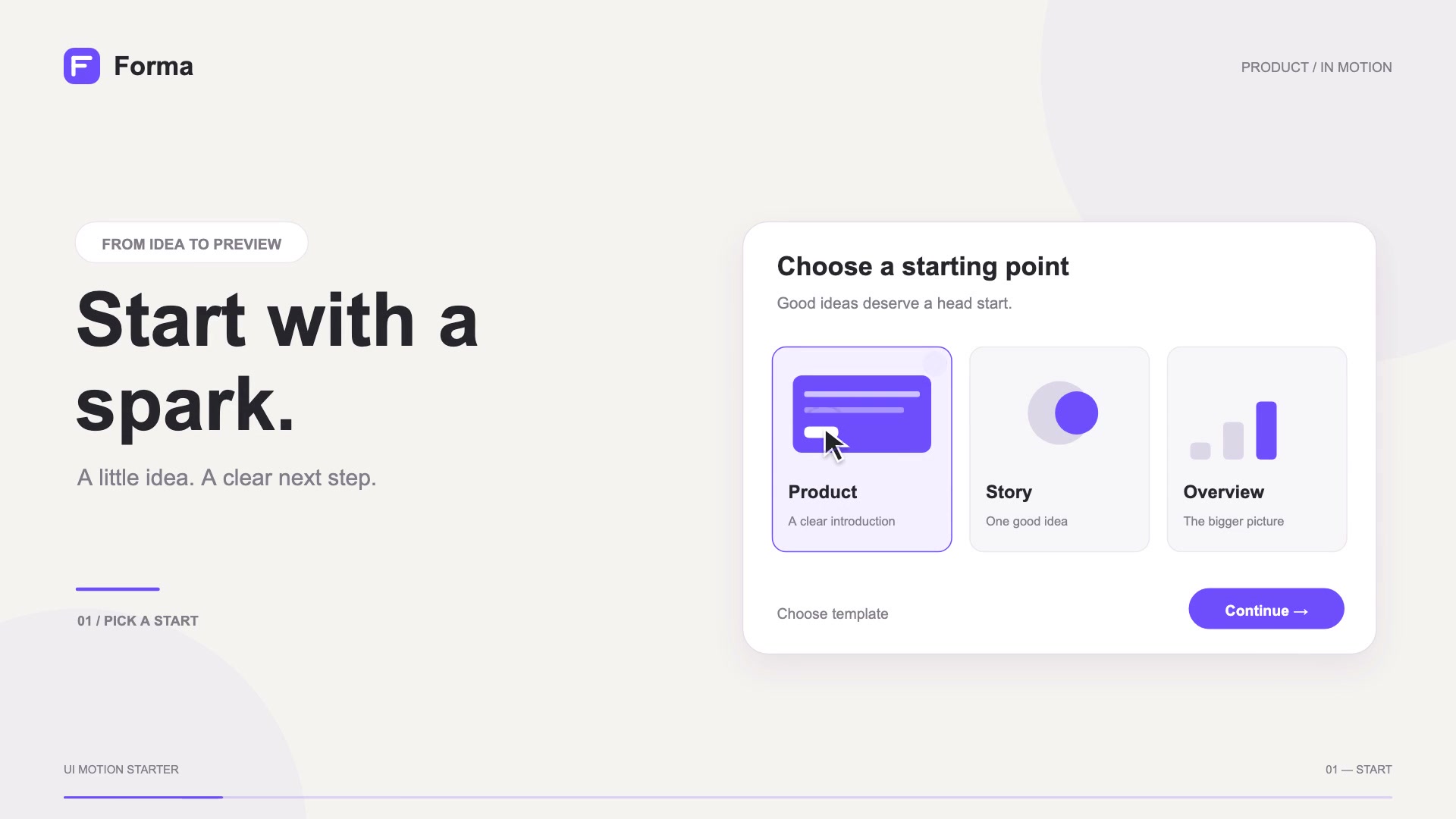 Product UI: 15-second runnable animation template