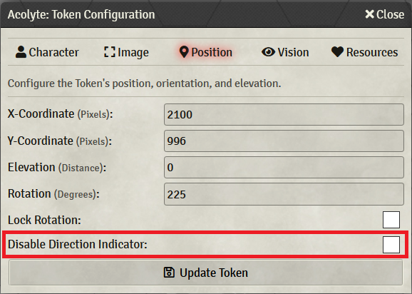 Token Config Screenshot