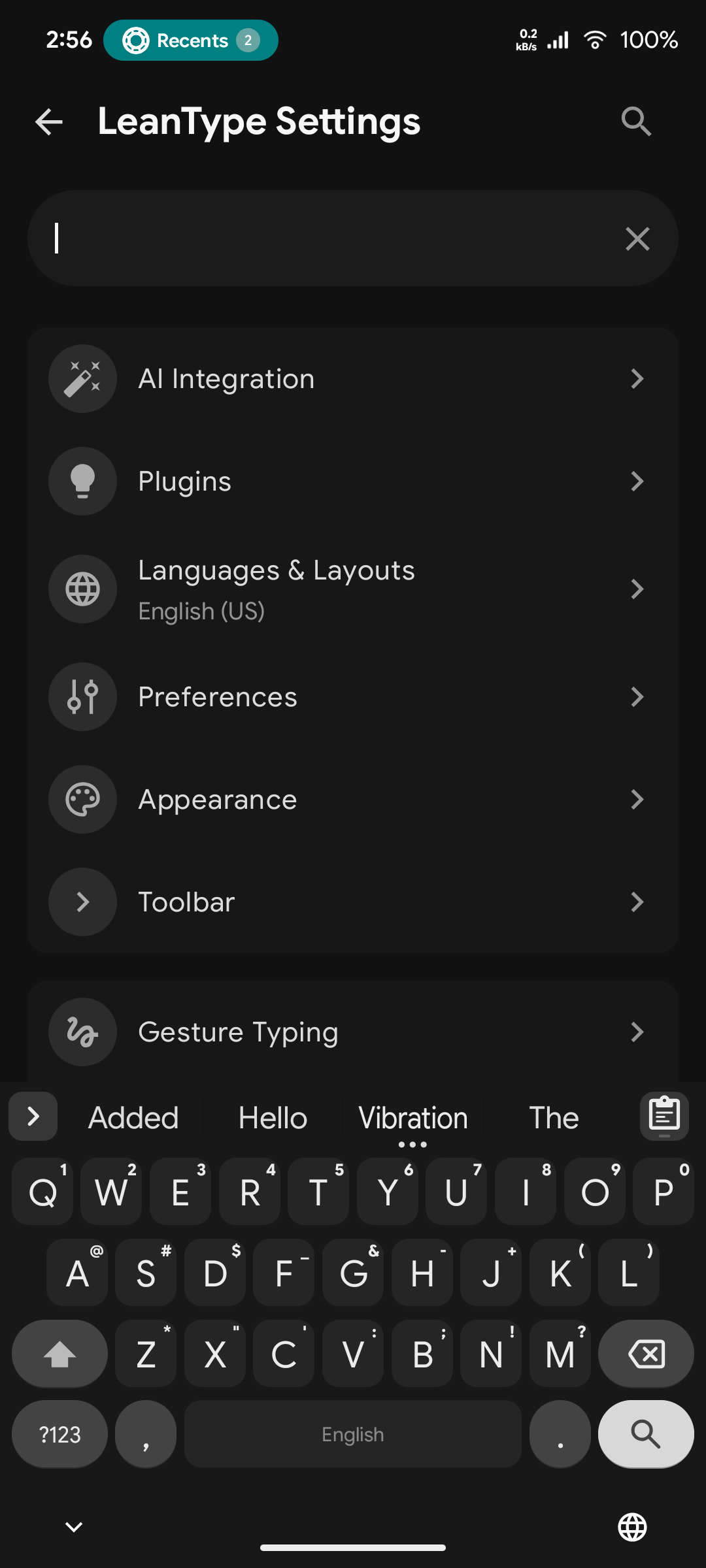 LeanType Settings