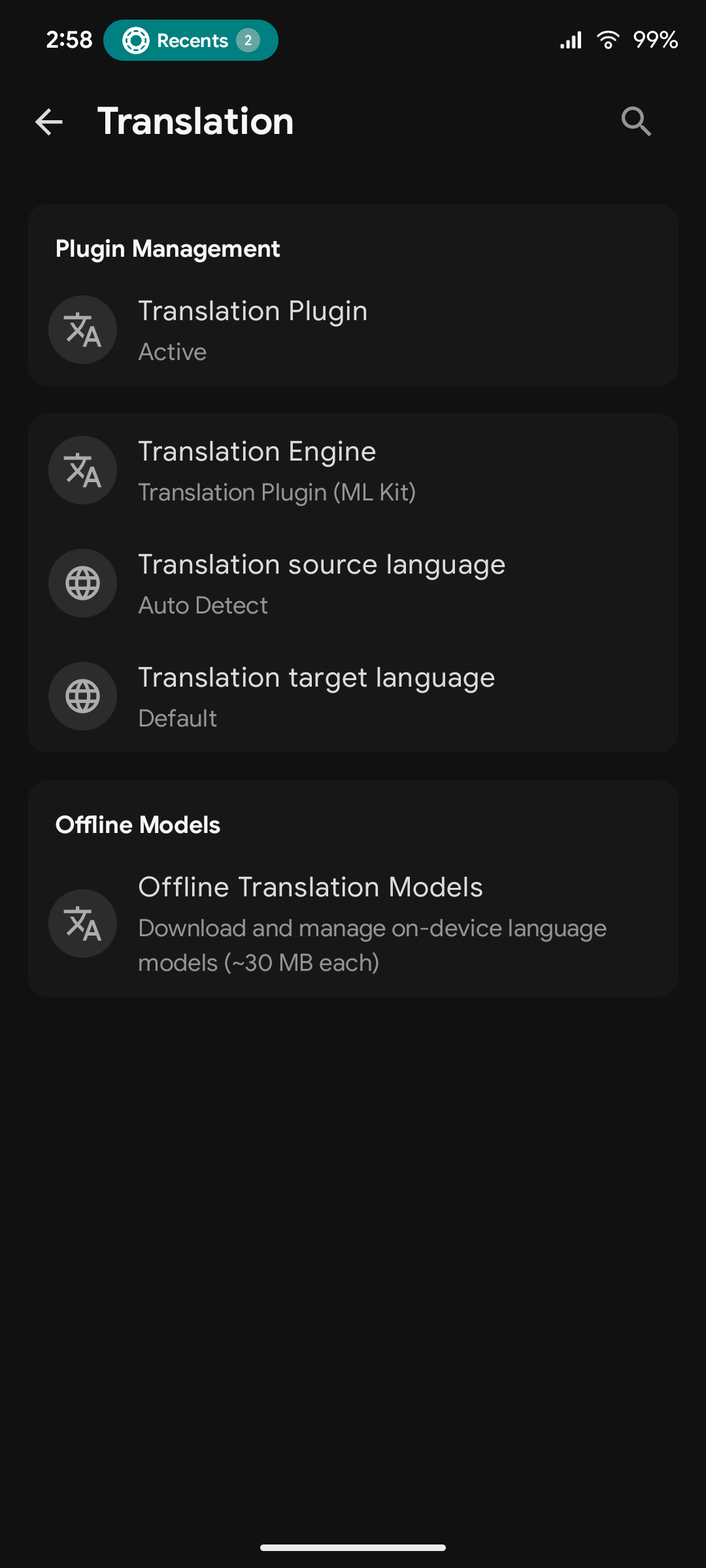 Translation Settings