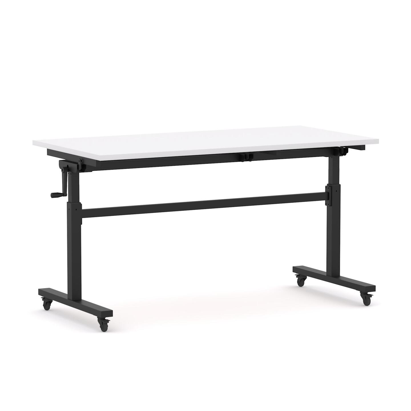 Axis Height Adjustable Flip Table with White worktop and Black frame