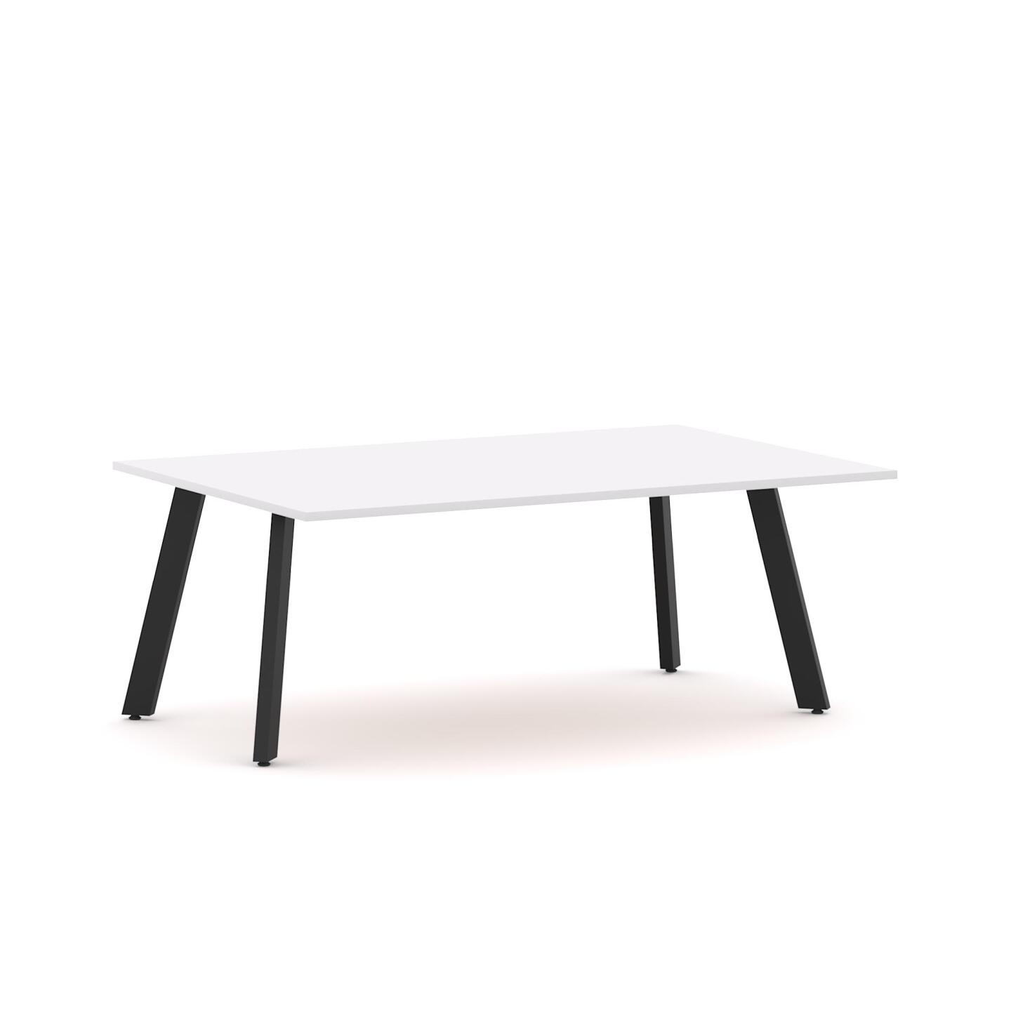 Flare Meeting Table with White worktop and Black frame