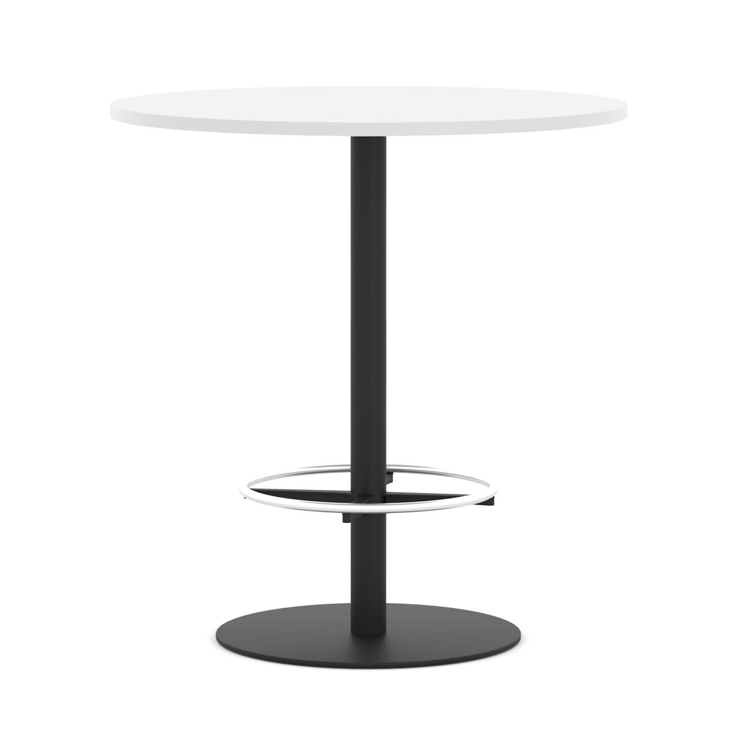 Disc Base Bar Table with White worktop and Black frame