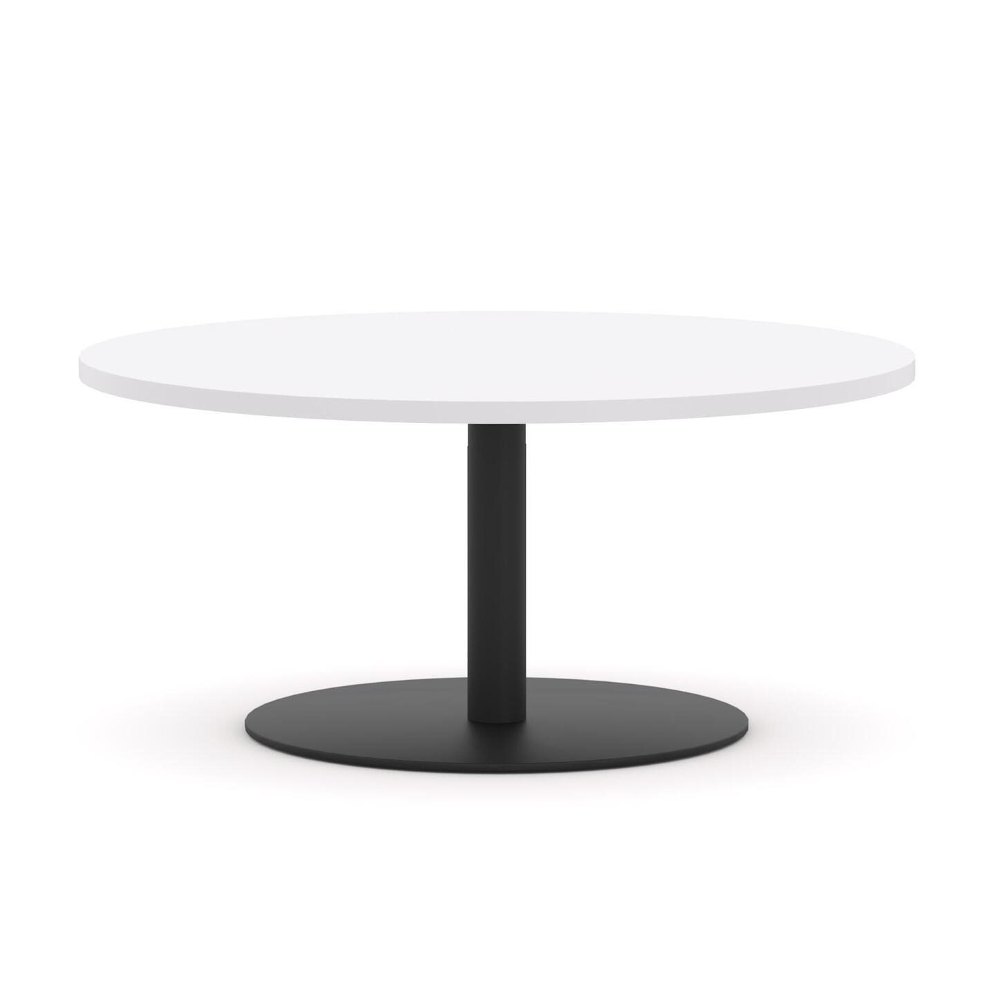 Disc Base Coffee Table with White worktop and Black frame