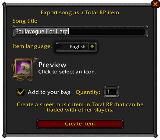 Total RP Extended item export