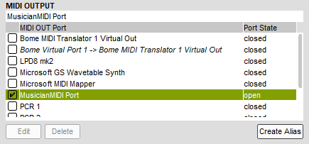 Set up MIDI OUT in Midi Translator Pro