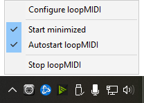 loopMIDI tray menu