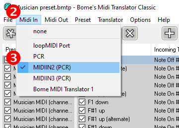 MIDI Translator Classic configuration