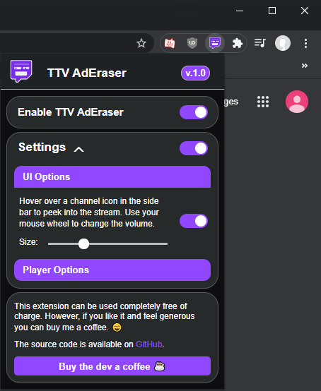 TTV adEraser settings