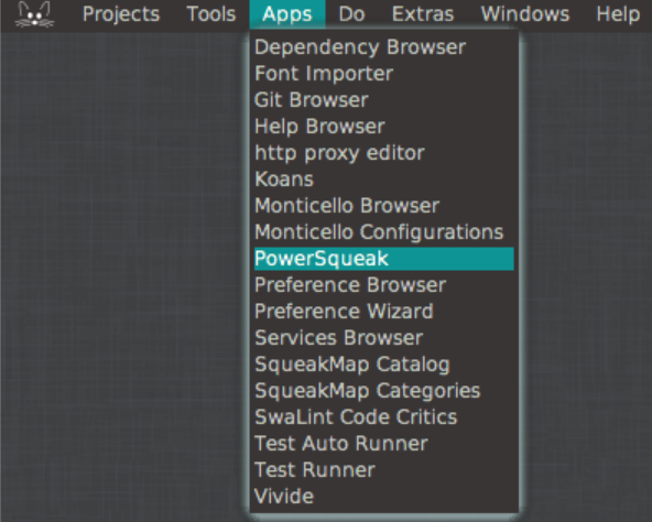 Open PowerSqueak in the Apps menu