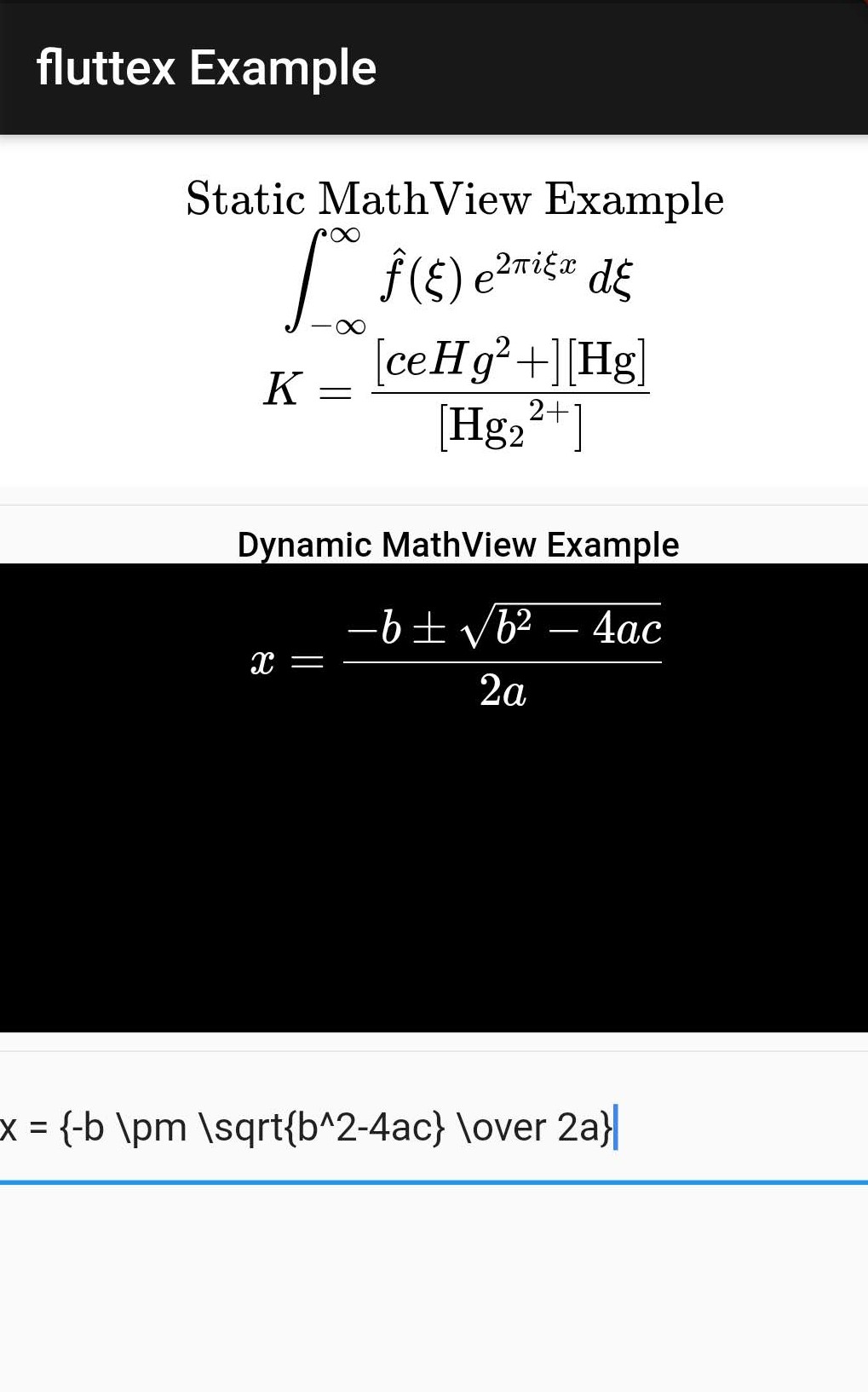 Screenshot of the TeX Tools Example App