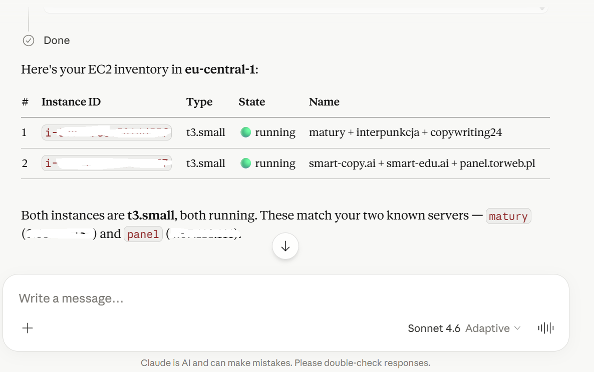 EC2 instance inventory rendered as a clean table