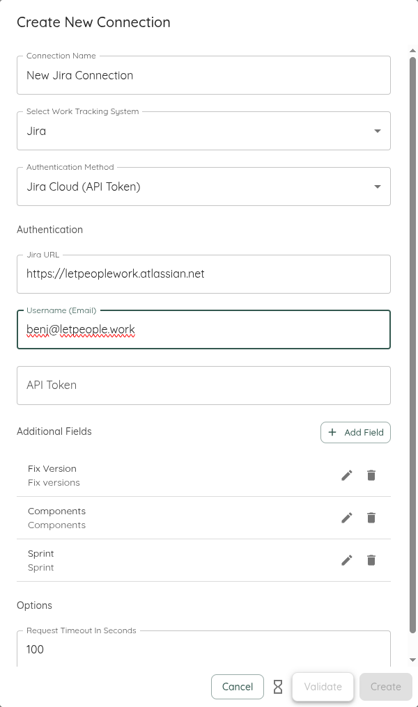 Work Tracking System Connection Config