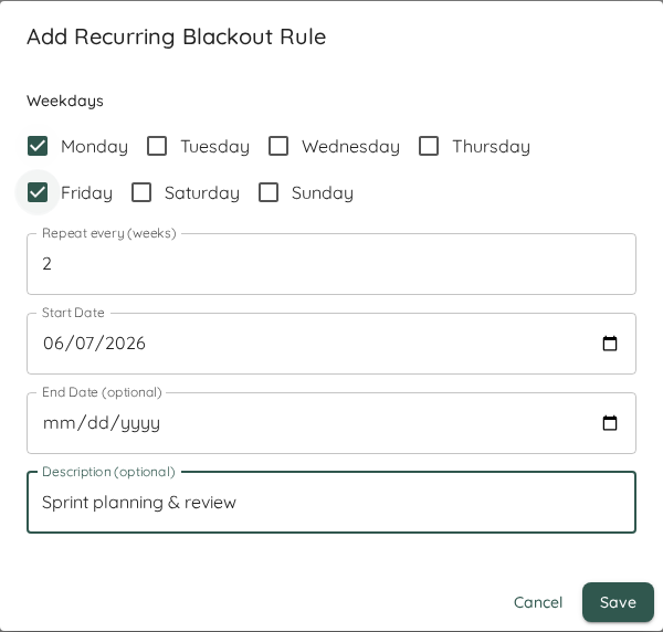Recurring Blackout Rule