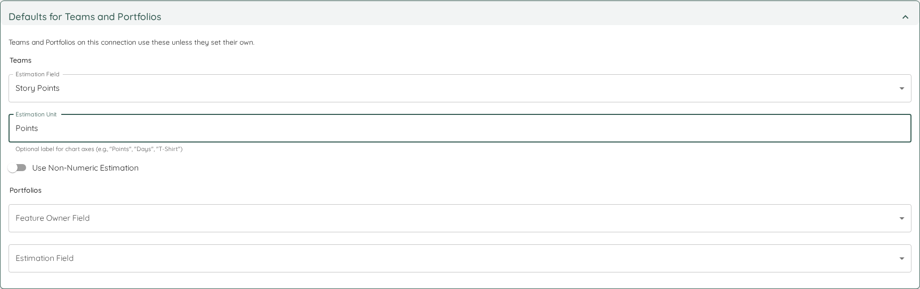Connection defaults