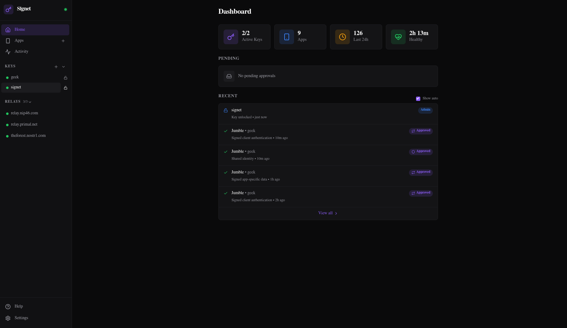 Signet Dashboard