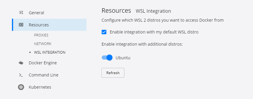 Docker Desktop Resources settings