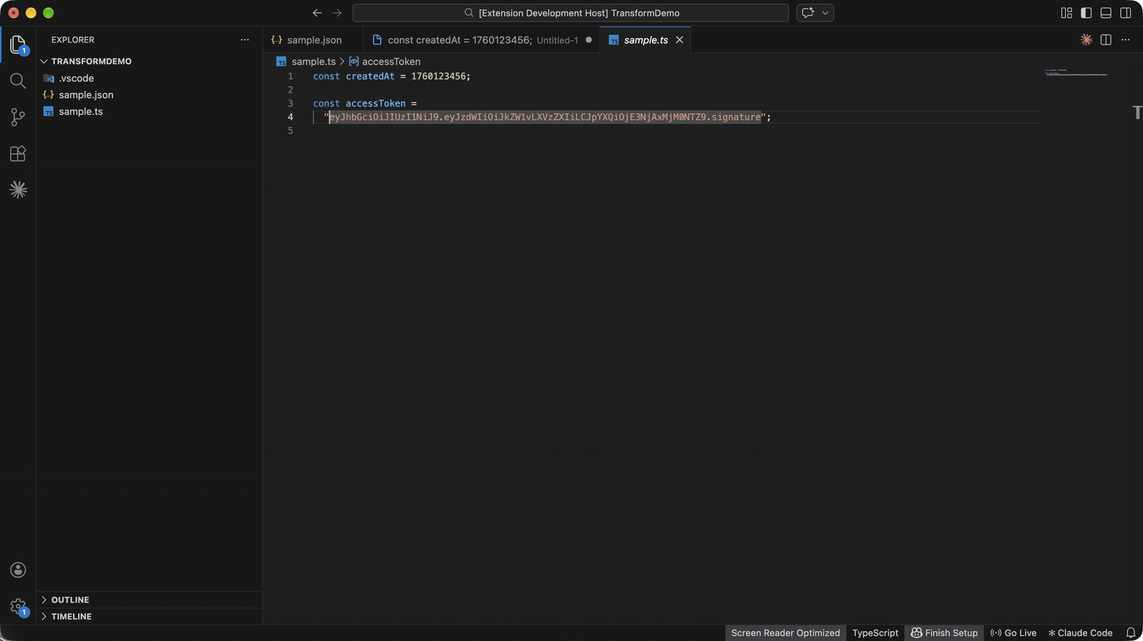 Hover a Unix timestamp and a JWT in VS Code to see the decoded date, expiry status, header, and payload