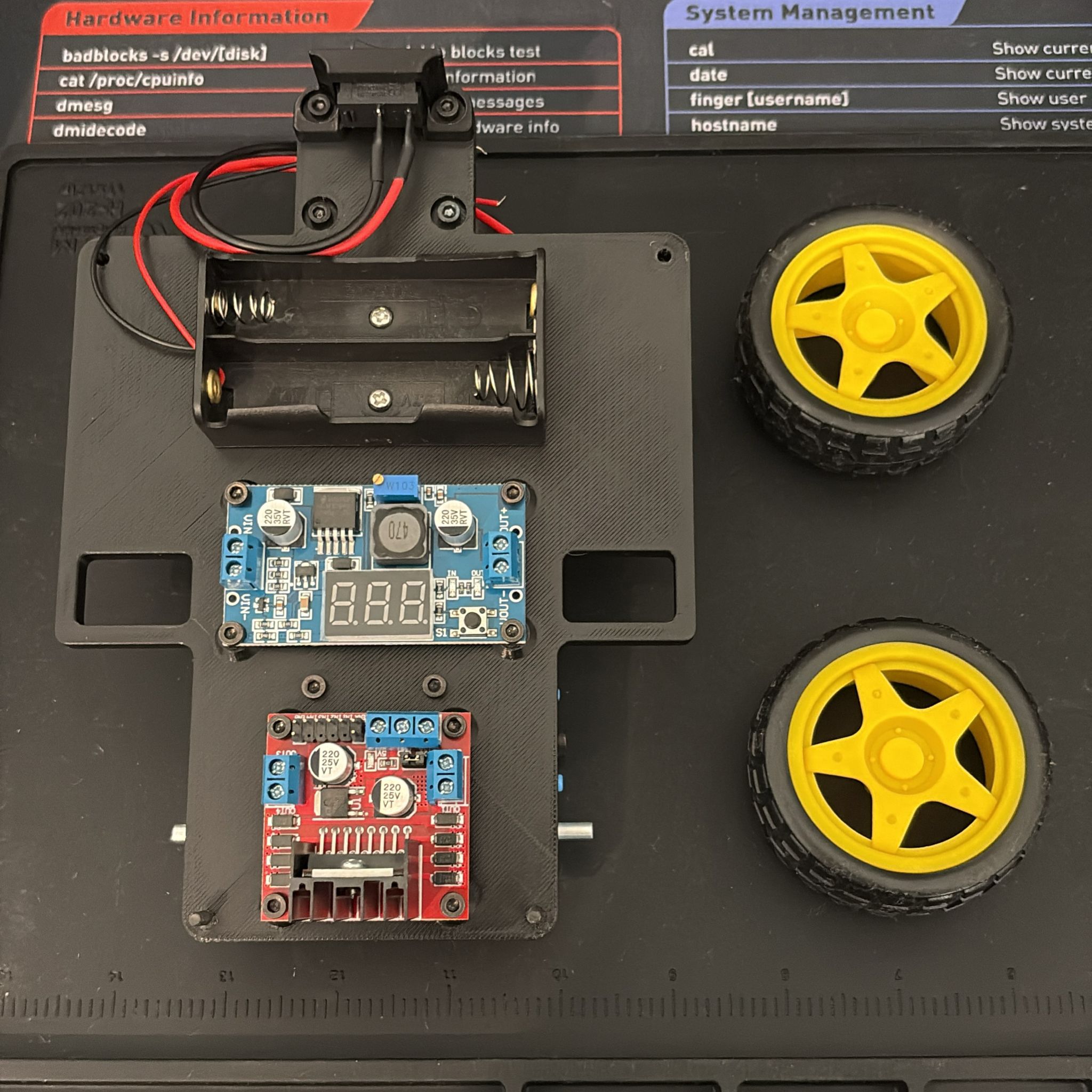 Wheels attached top view