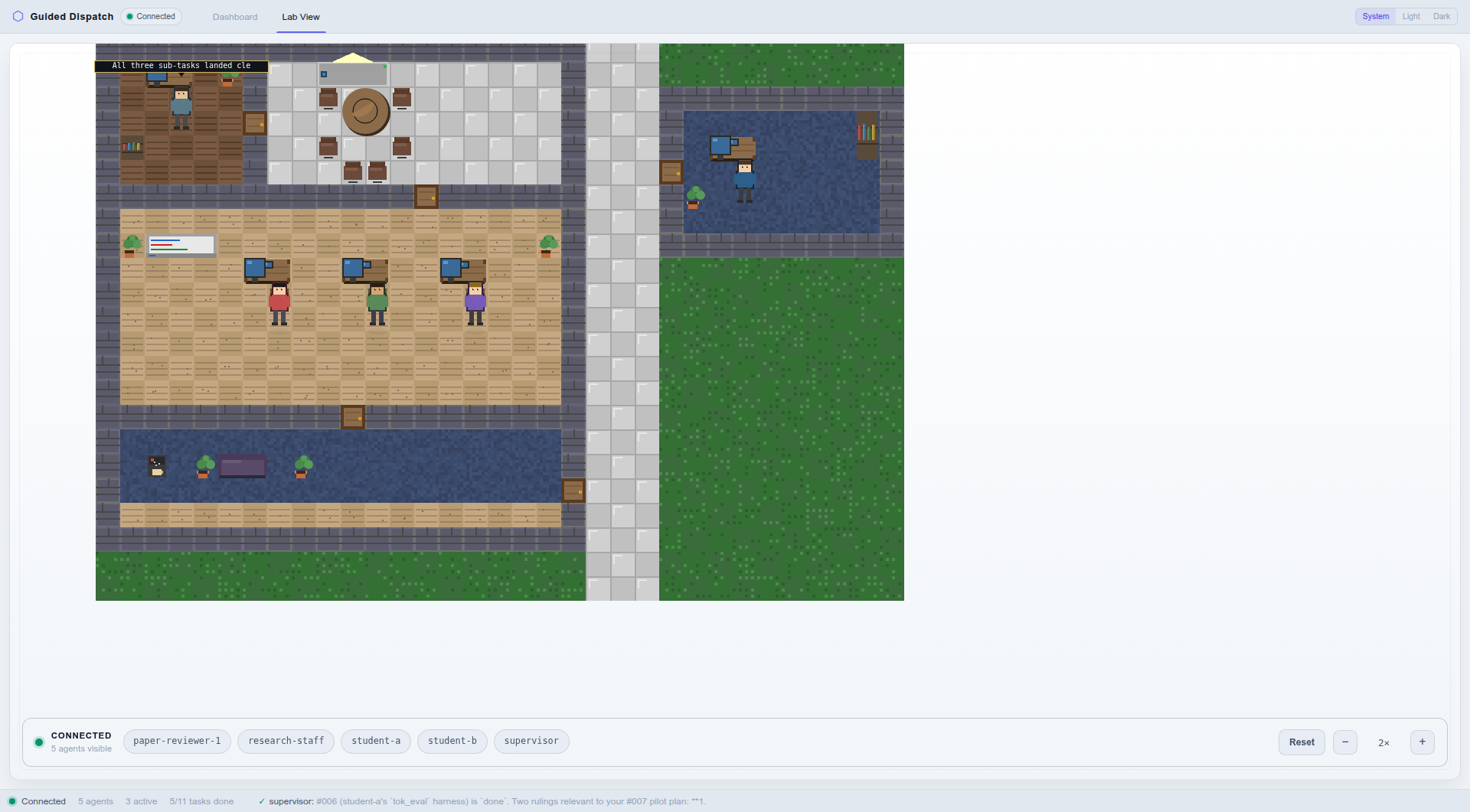 Lab View: pixel-art monitoring surface