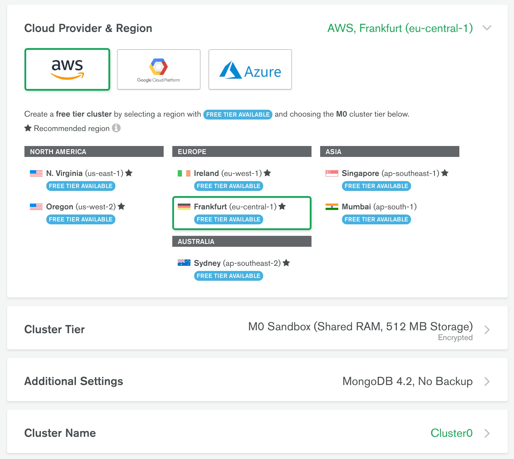 atlas cluster setup