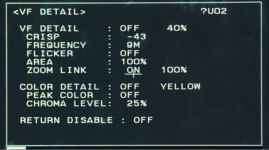 Viewfinder detail menu