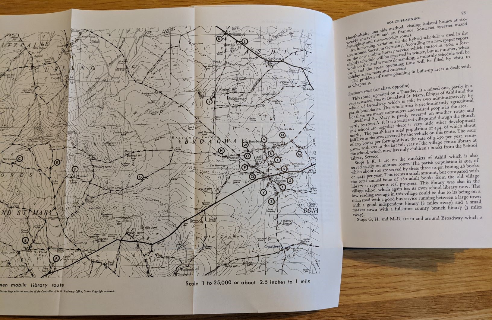 Mobile libraries book opened at the pull-out map pages