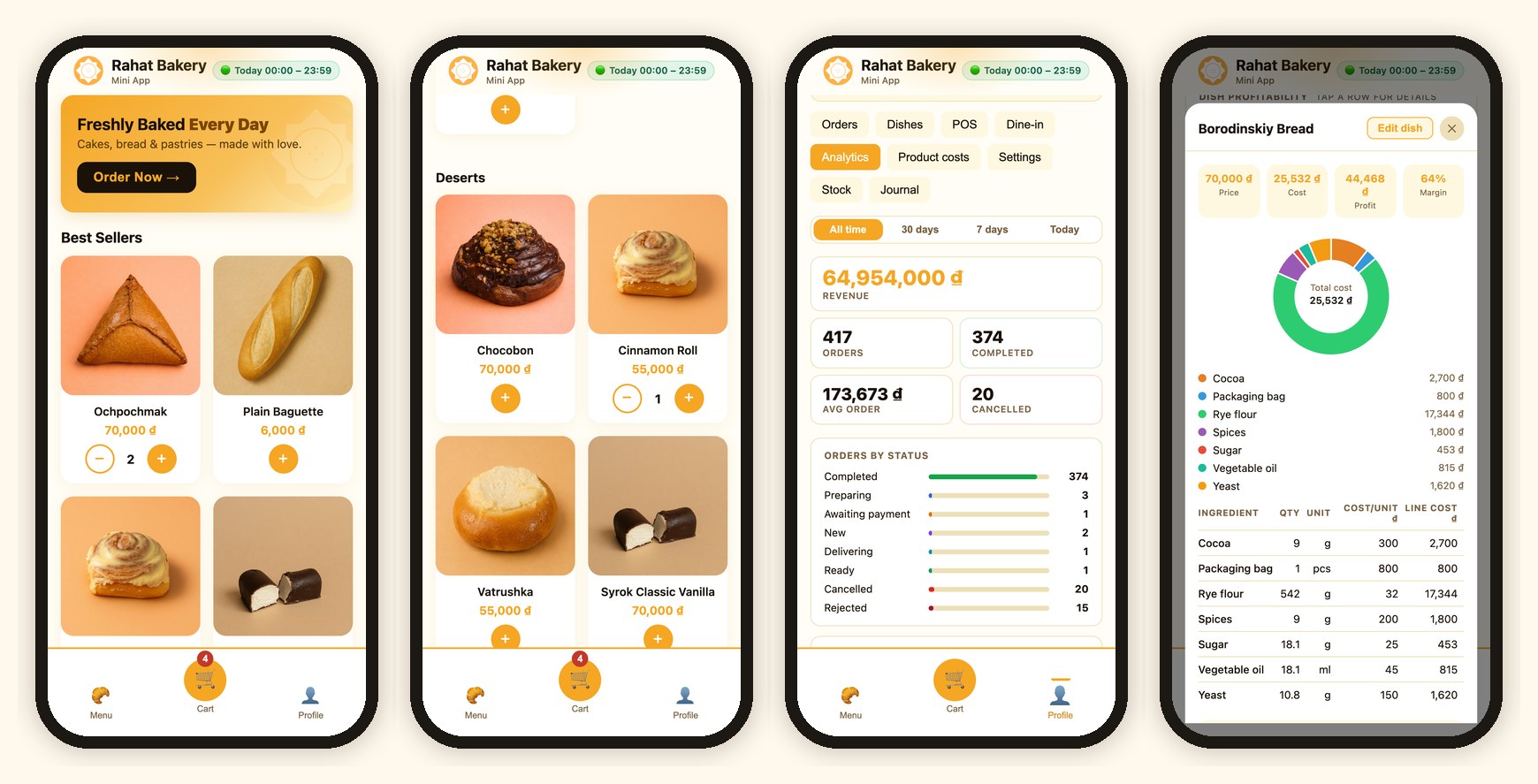 Rahat Go — Telegram ordering app and CRM for a bakery
