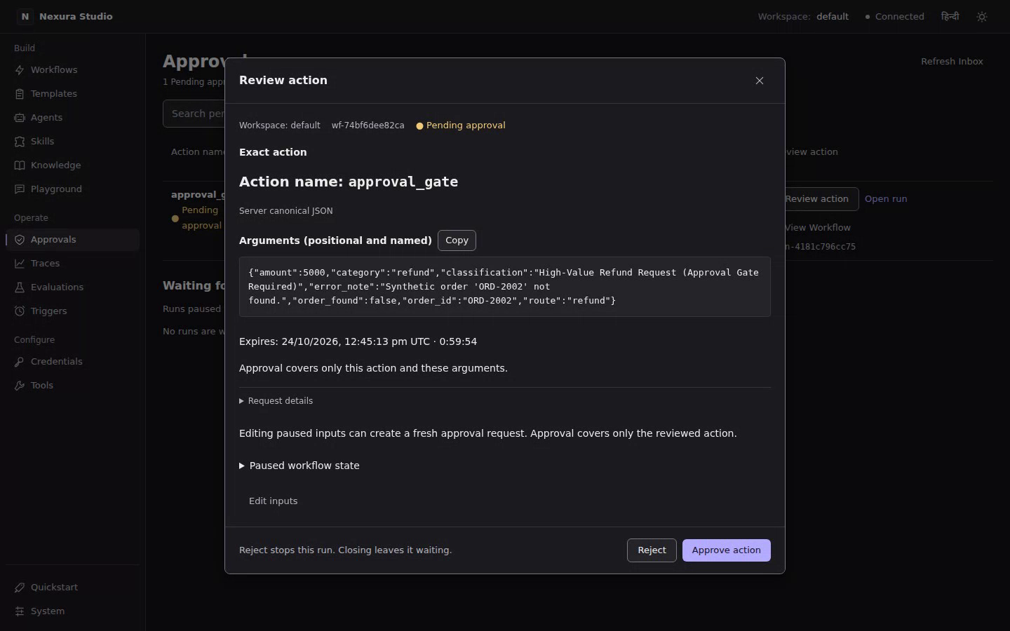 Exact-action approval