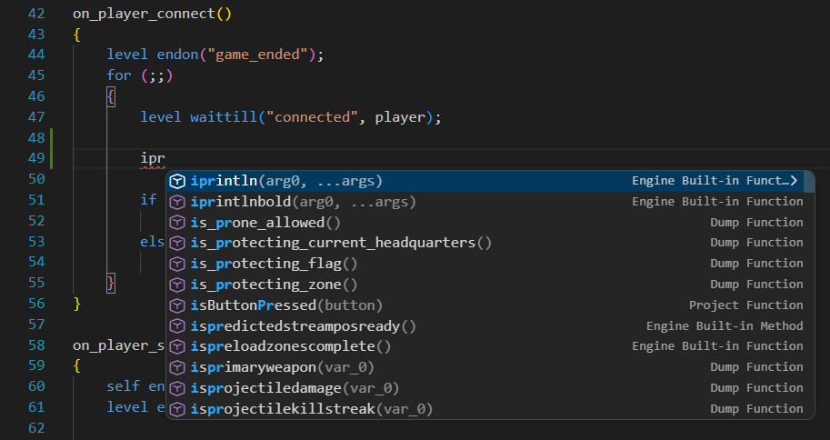 Code completion screenshot