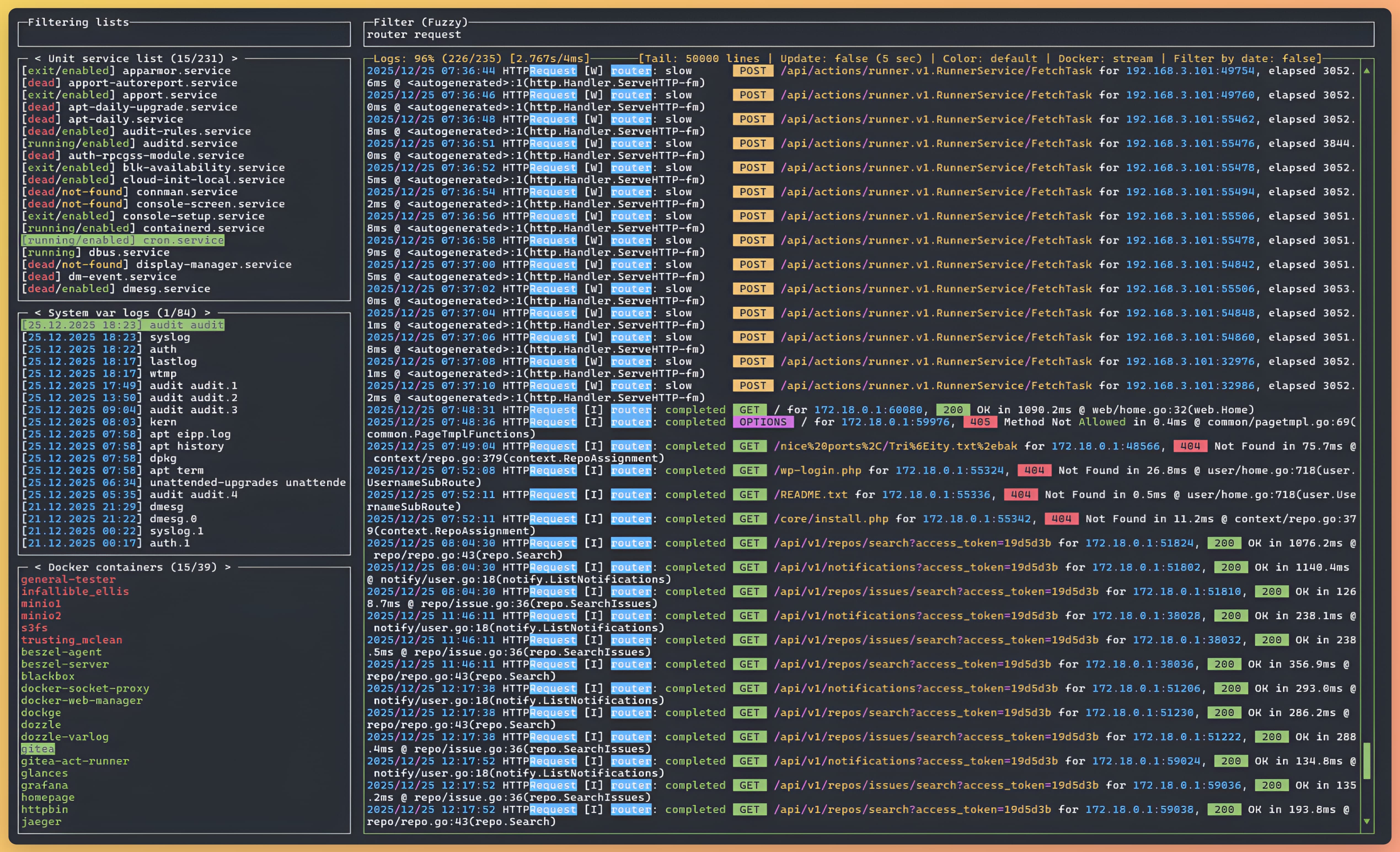 Regex filtering