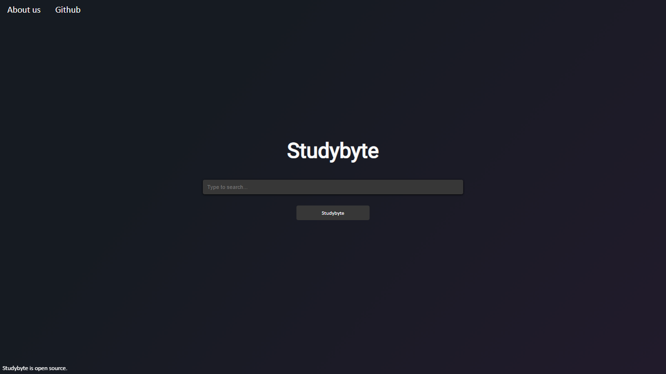 Studybyte's Homepage Screenshot