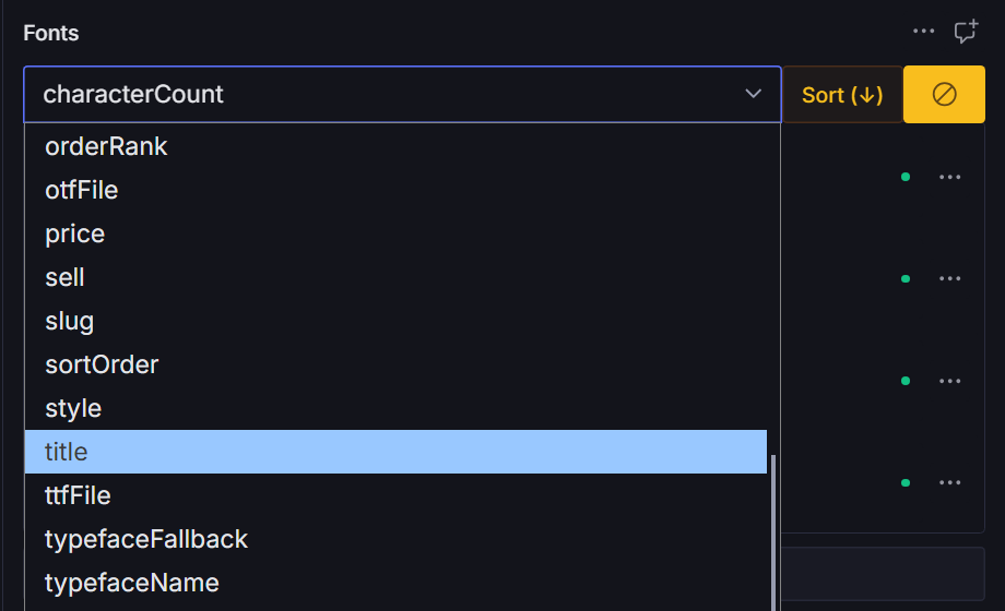 Sort mode โ pick any field on the referenced document to sort the array by, with ascending/descending toggle
