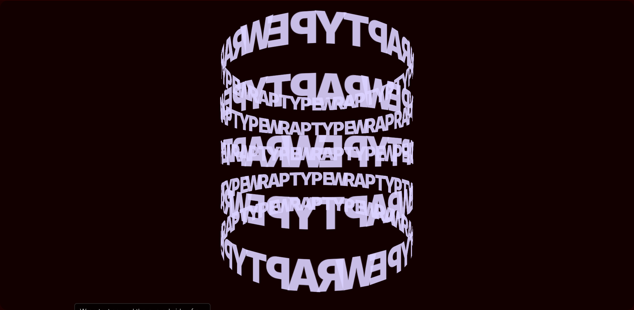 The word WRAPTYPE arced around the curved side of a cylinder