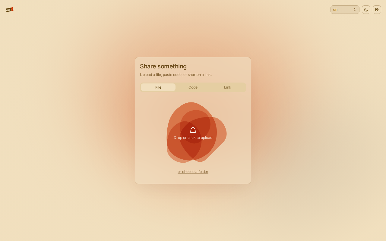 The upload page