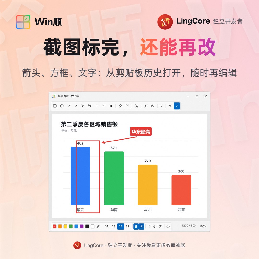 截图标完还能再改：方框、箭头、文字，从剪贴板历史打开接着编辑 / edit a screenshot again: boxes, arrows and text, reopened from the clipboard history