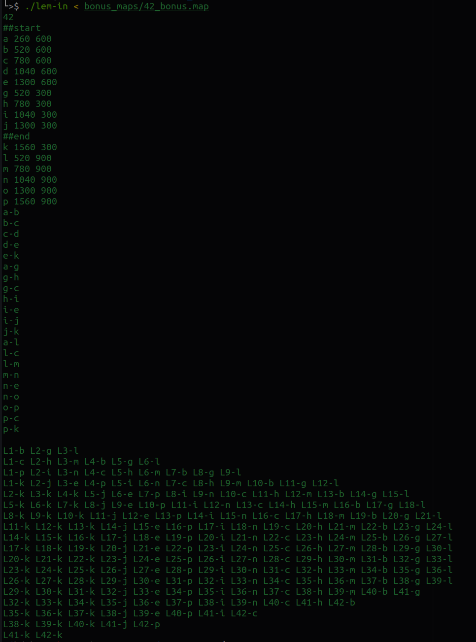 terminal output