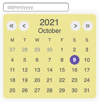 calendarContainerBgColor example