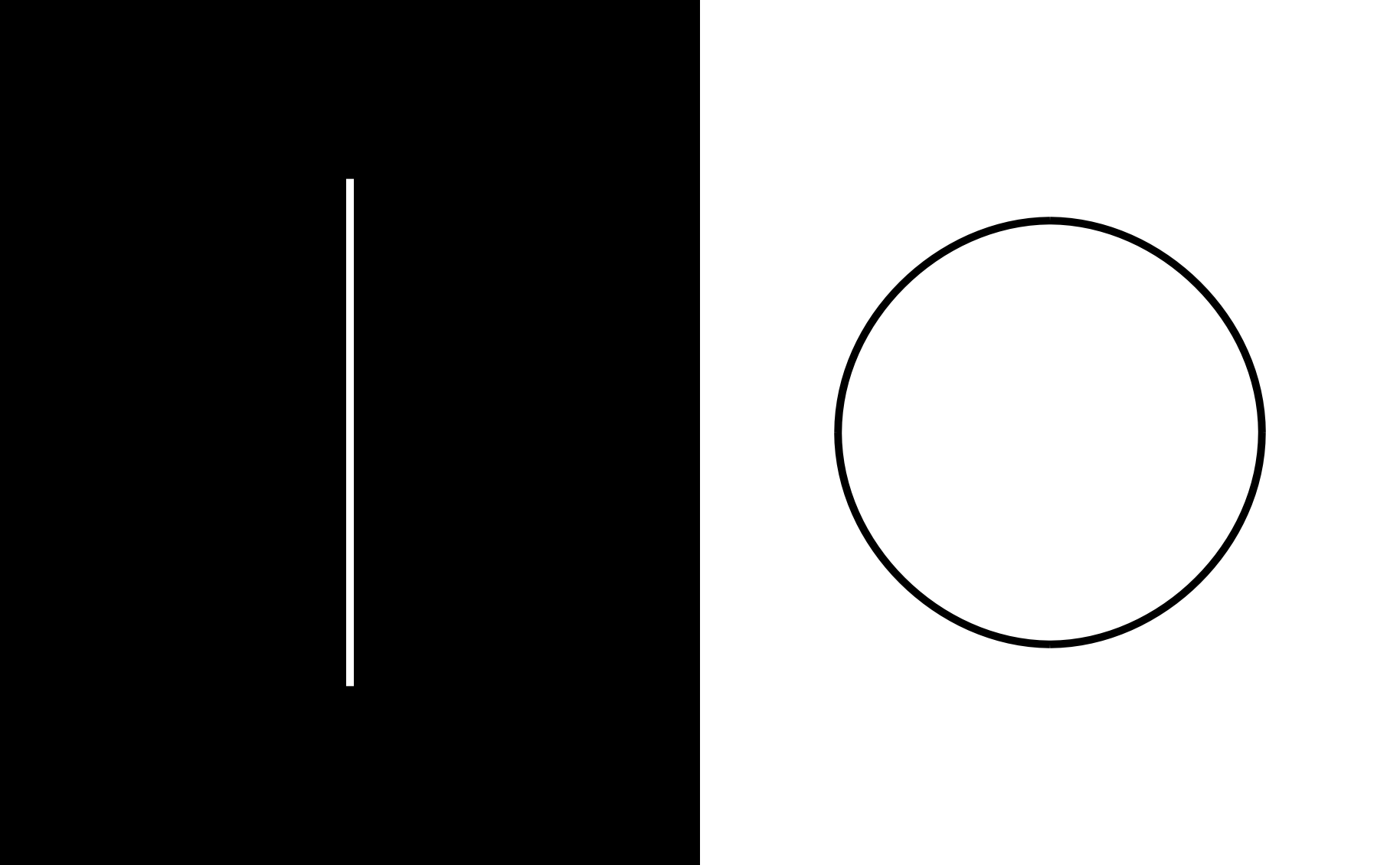 white vertical line, black circle