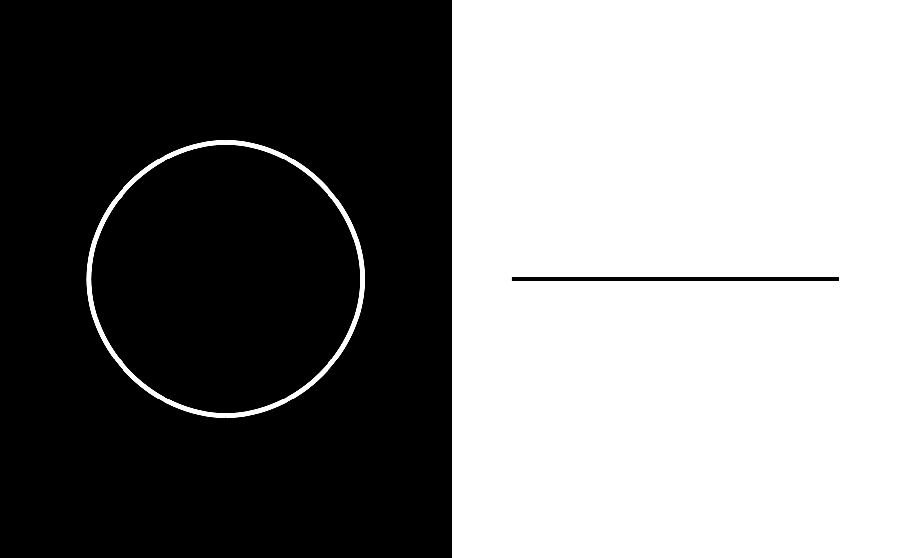 white circle, black horizontal line