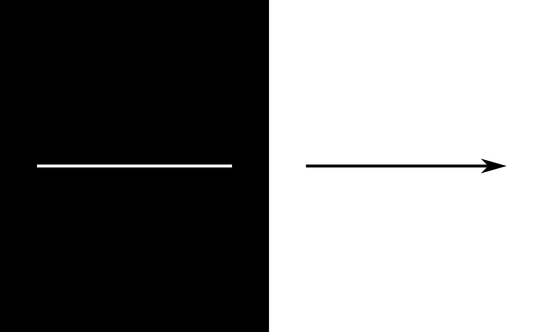 white horizontal line, black horizontal arrow