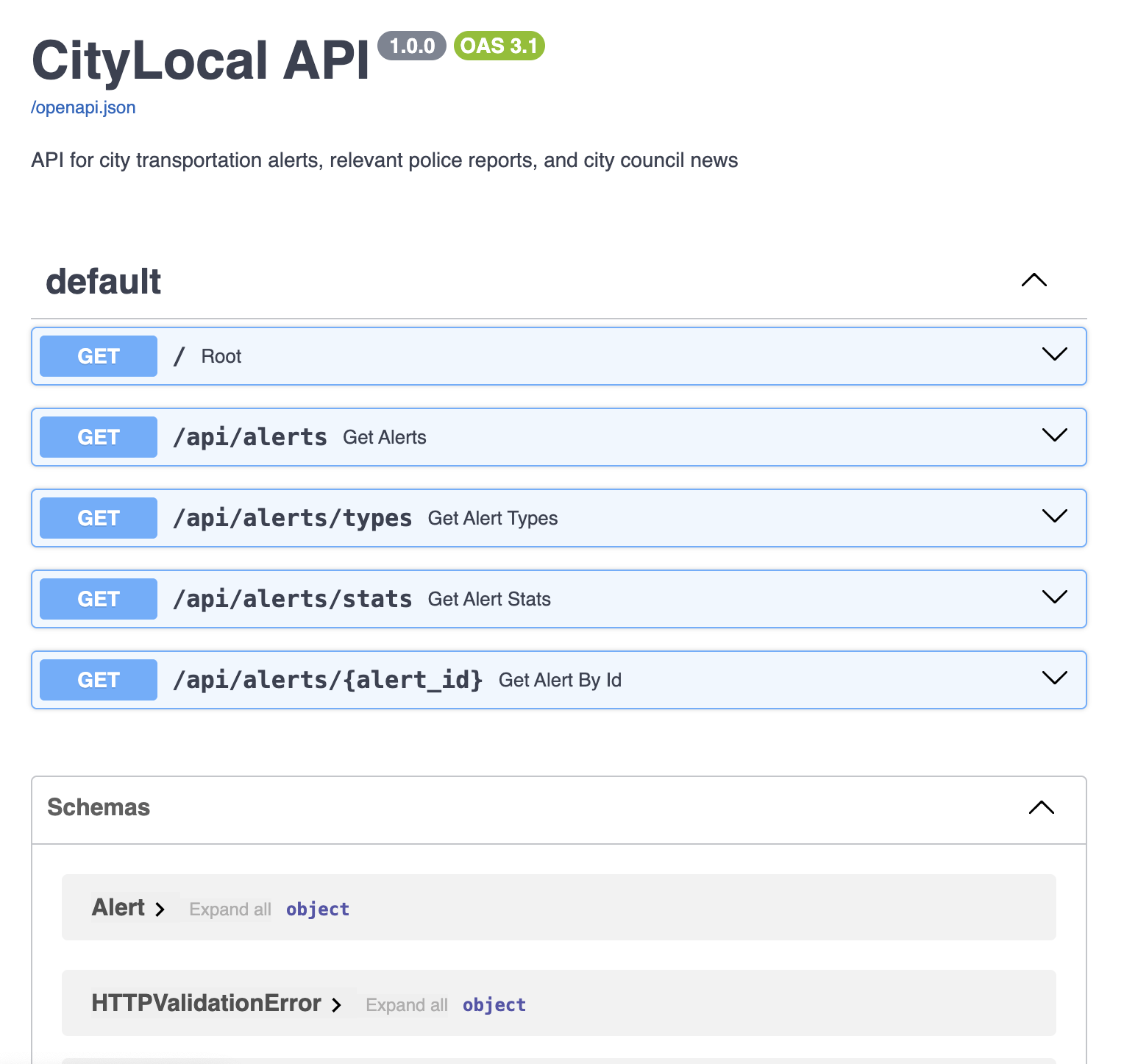 MyCity API