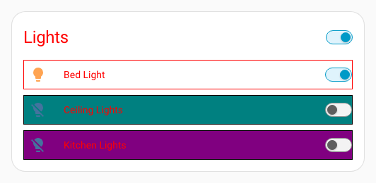 Red theme with classes