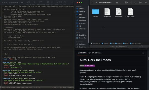auto-dark-emacs in action - macos - emacs-mac