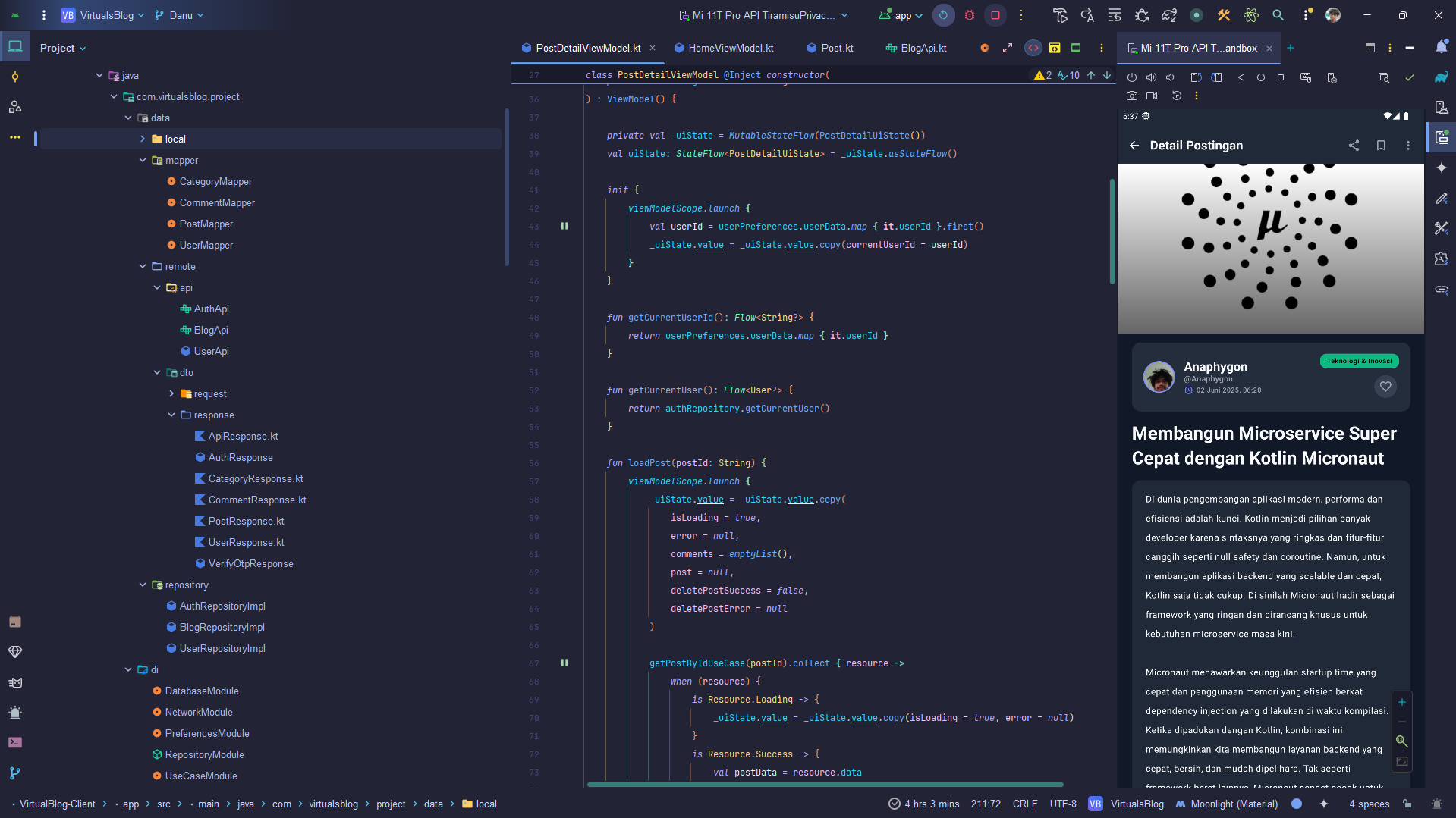 VirtualBlog Mobile Preview