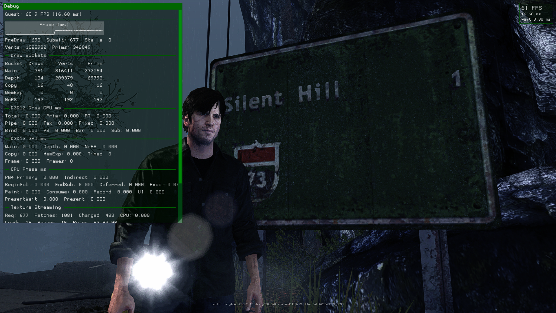 Murphy at the Silent Hill sign, 60 FPS