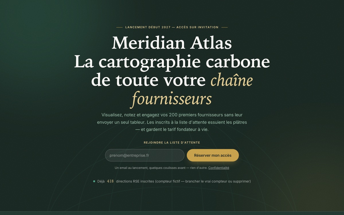 Waitlist landing page — night premium