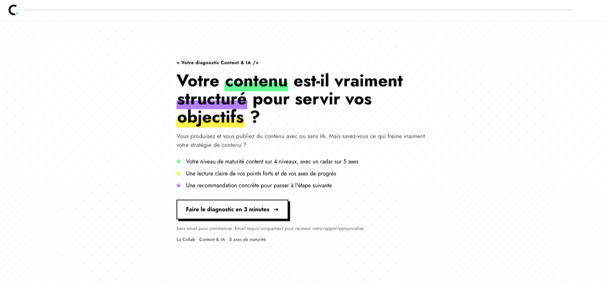 Content & AI maturity diagnostic — La Collab